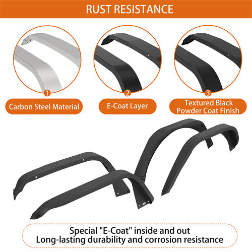 Hooke Road 2018-2025 Jeep Wrangler JL Front & Rear Fender Flares Kit 4 Pcs b3087 10
