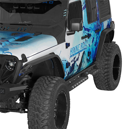 Hooke Road 2018-2025 Jeep Wrangler JL Front & Rear Fender Flares Kit 4 Pcs b3087 2
