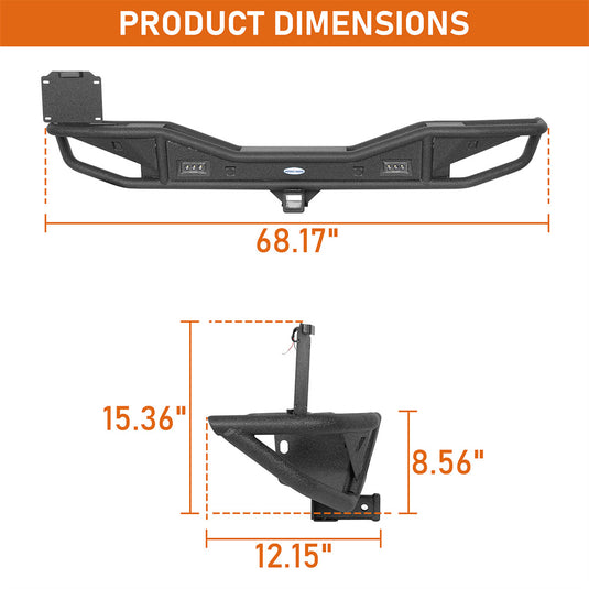 Hooke Road 2018-2026 Jeep Wrangler JL Rear Bumper w/ Hitch Receiver b3099 5