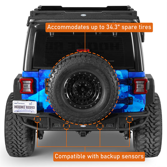 Hooke Road 2018-2026 Jeep Wrangler JL Rear Bumper w/ Hitch Receiver b3099 8
