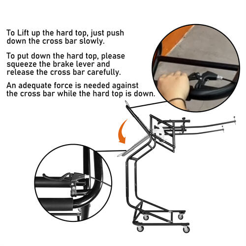 Hooke Road Hardtop Removal Lift Cart for Jeep Wrangler TJ & JK & JL & Ford Bronco 4-Door M10060 12