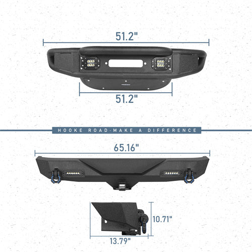 Load image into Gallery viewer, HookeRoad Lotus Tubular Front Bumper &amp; Rear Bumper Combo for 2007-2018 Jeep Wrangler JK JKU Hooke Road HE.2032+HE.2030 3
