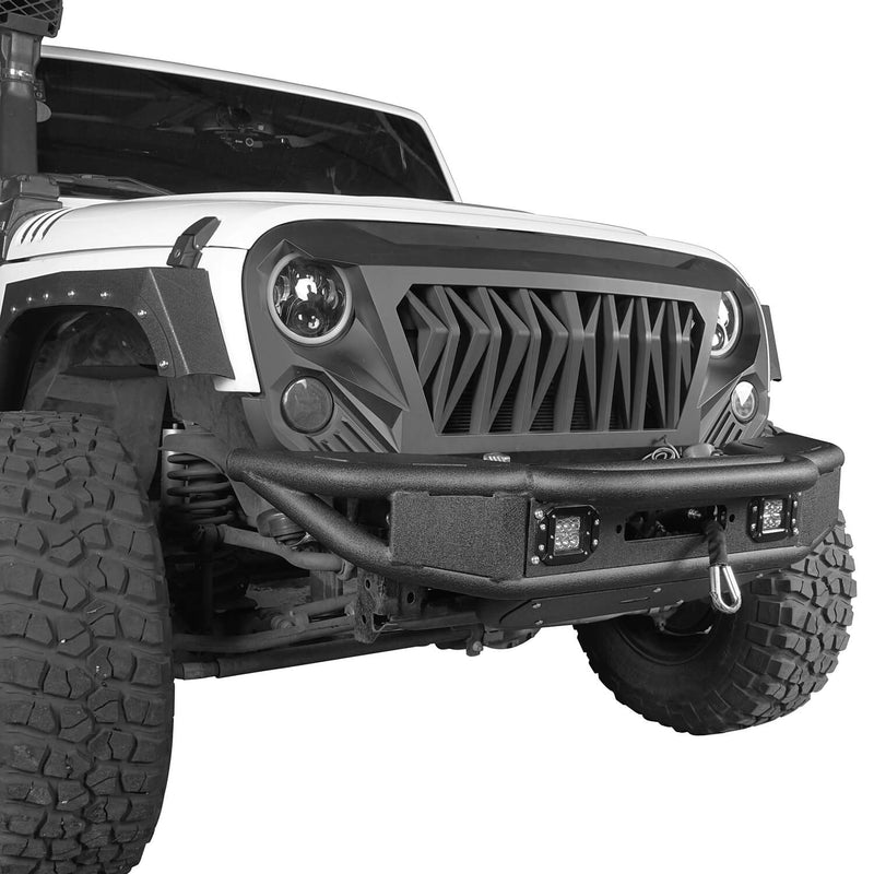 Load image into Gallery viewer, HookeRoad Lotus Tubular Front Bumper &amp; Rear Bumper Combo for 2007-2018 Jeep Wrangler JK JKU Hooke Road HE.2032+HE.2030 6
