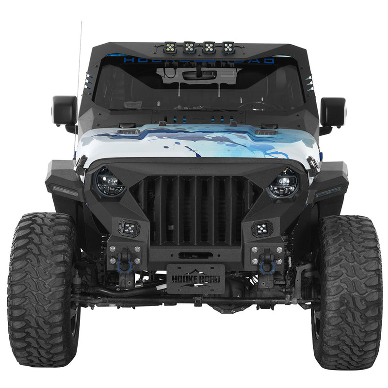 Load image into Gallery viewer, Hooke Road Front Bumper w/Mad Max Grill (18-25 Jeep Wrangler JL)
