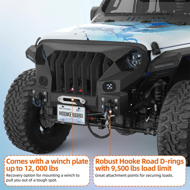 Load image into Gallery viewer, Hooke Road Front Bumper w/Mad Max Grill (18-25 Jeep Wrangler JL)
