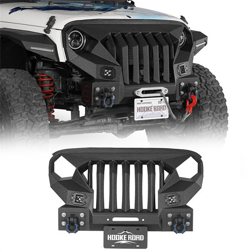 Front Bumper w/Grille Guard &  Winch plate for 2007-2018 Jeep Wrangler JK Hooke Road b2038abs 1