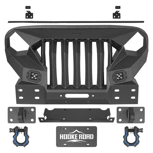 Front Bumper w/Grille Guard &  Winch plate for 2007-2018 Jeep Wrangler JK Hooke Road b2038abs 4