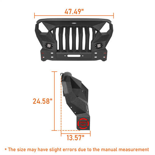 HookeRoad Front Bumper w/Grille Guard &  Winch plate for 2007-2018 Jeep Wrangler JK b2038s 16