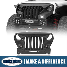 HookeRoad Front Bumper w/Grille Guard &  Winch plate for 2007-2018 Jeep Wrangler JK b2038s 1