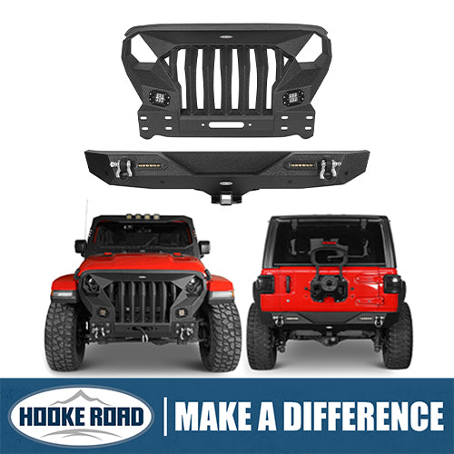 Load image into Gallery viewer, HookeRoad Jeep JL Mad Max Front Bumper &amp; Rear Bumper for 2018-2023 Jeep Wrangler JL HookeRoad HE.3003+3021 1
