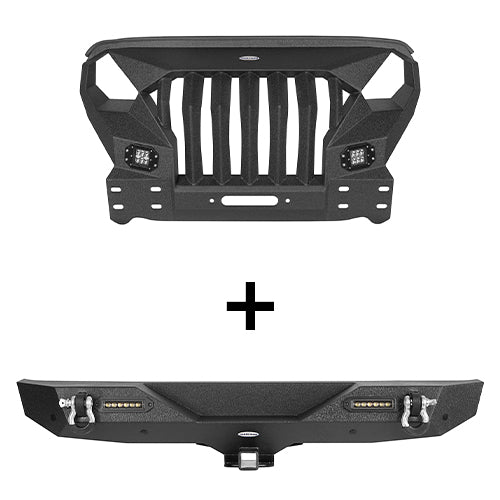 HookeRoad Jeep JL Mad Max Front Bumper & Rear Bumper for 2018-2023 Jeep Wrangler JL HookeRoad HE.3003+3021 2