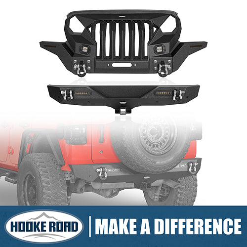 Load image into Gallery viewer, HookeRoad Jeep JL Mad Max Front Bumper &amp; Rear Bumper for 2018-2023 Jeep Wrangler JL HookeRoad HE.3020+3003 1
