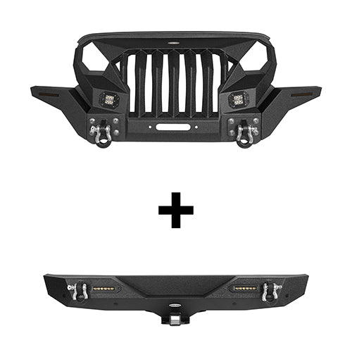 Load image into Gallery viewer, HookeRoad Jeep JL Mad Max Front Bumper &amp; Rear Bumper for 2018-2023 Jeep Wrangler JL HookeRoad HE.3020+3003 2
