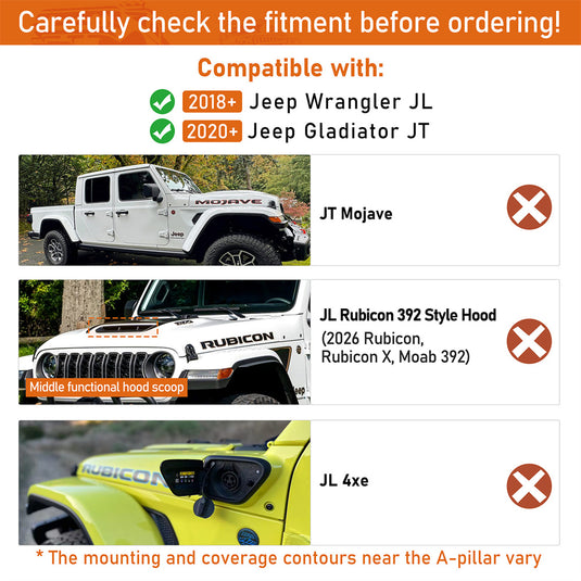 Hooke Road Mad Max Front Bumper w/Wings & Windshield Frame Cover(18-26 Jeep Wrangler JL & Gladiator JT(Excluding Wrangler 4xe, Rubicon 392, JT Mojave)