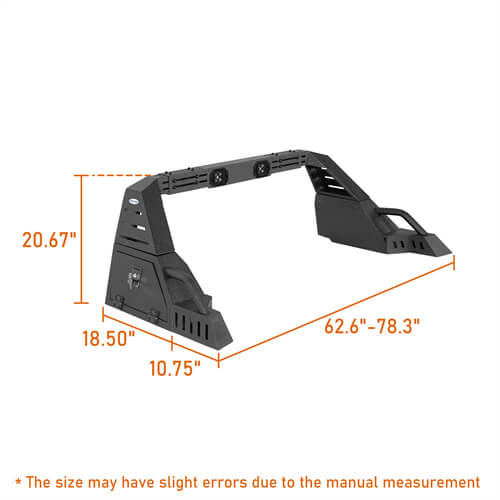 Load image into Gallery viewer, Mid Size Pickup Trucks Roll Bar Adjustable Truck Bed Roll Bar 4x4 Truck Parts - Hooke Road b9911s 14
