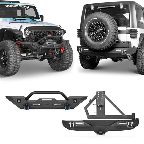 HookeRoad Jeep JK Front Bumper & Rear Bumper Combo for 2007-2018 Jeep Wrangler JK b20283018s 10