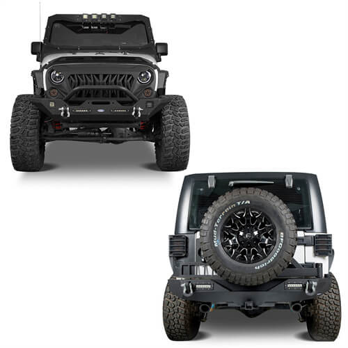 HookeRoad Jeep JK Front Bumper & Rear Bumper Combo for 2007-2018 Jeep Wrangler JK b20283018s 11