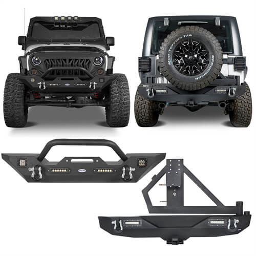 HookeRoad Jeep JK Front Bumper & Rear Bumper Combo for 2007-2018 Jeep Wrangler JK b20283018s 12