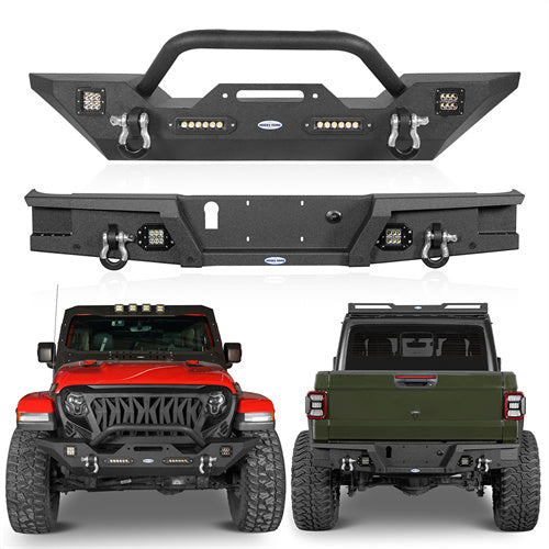 Load image into Gallery viewer, HookeRoad Jeep JT Mid Width Front Bumper &amp; Rear Bumper for 2020-2023 Jeep Gladiator b70033018s 4
