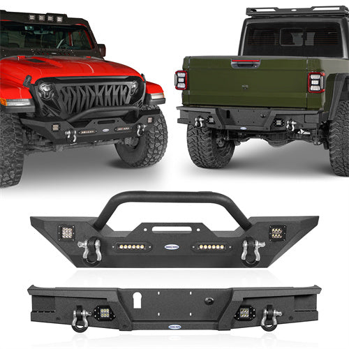 Load image into Gallery viewer, HookeRoad Jeep JT Mid Width Front Bumper &amp; Rear Bumper for 2020-2023 Jeep Gladiator b70033018s 5
