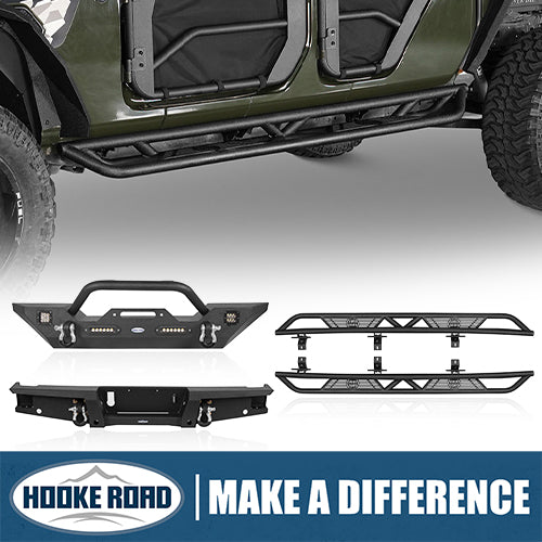 Load image into Gallery viewer, HookeRoad Jeep JT Mid Width Front Bumper / Rear Bumper / Running Boards for 2020-2023 Jeep Gladiator HookeRoad HE.3018-+7003+7000 1
