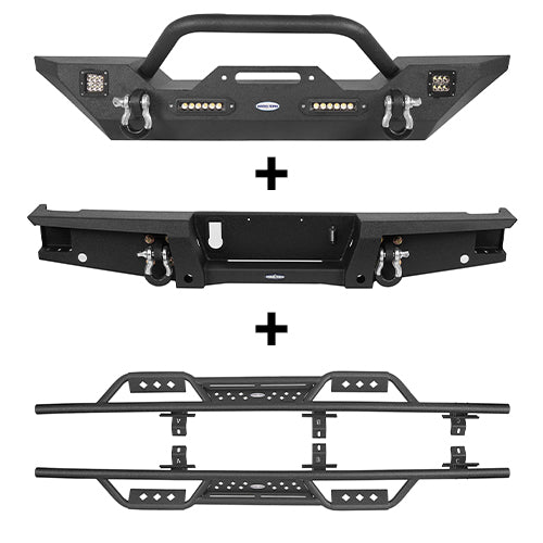 HookeRoad Jeep JT Mid Width Front Bumper / Rear Bumper / Side Steps for 2020-2023 Jeep Gladiator Hooke Road HE.3018+7003+7001 2