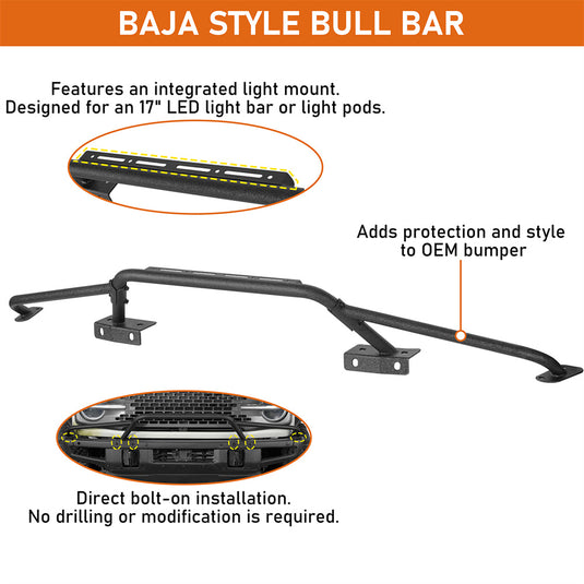 Modular Bull Bar for Ford Bronco 2021-2026 w/ Steel Modular Bumper b8949s 7