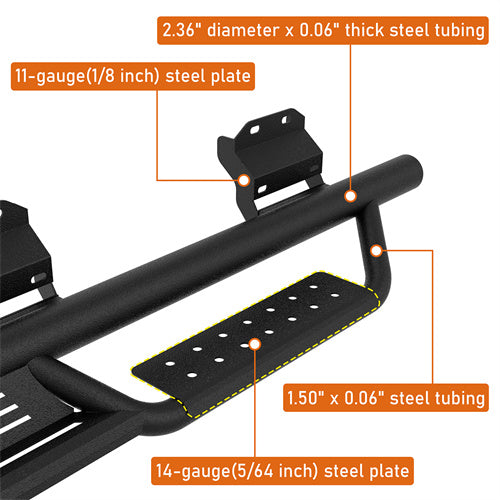 Side Steps for 15-24 Ford F-150 SuperCrew & 17-24 F-250 F-350 Crew Cab Hooke Road b8287 7