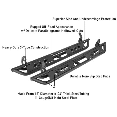 2010-2024 Toyota 4Runner Side Steps Wheel To Wheel Running Boards - Hooke Road b9800s 12