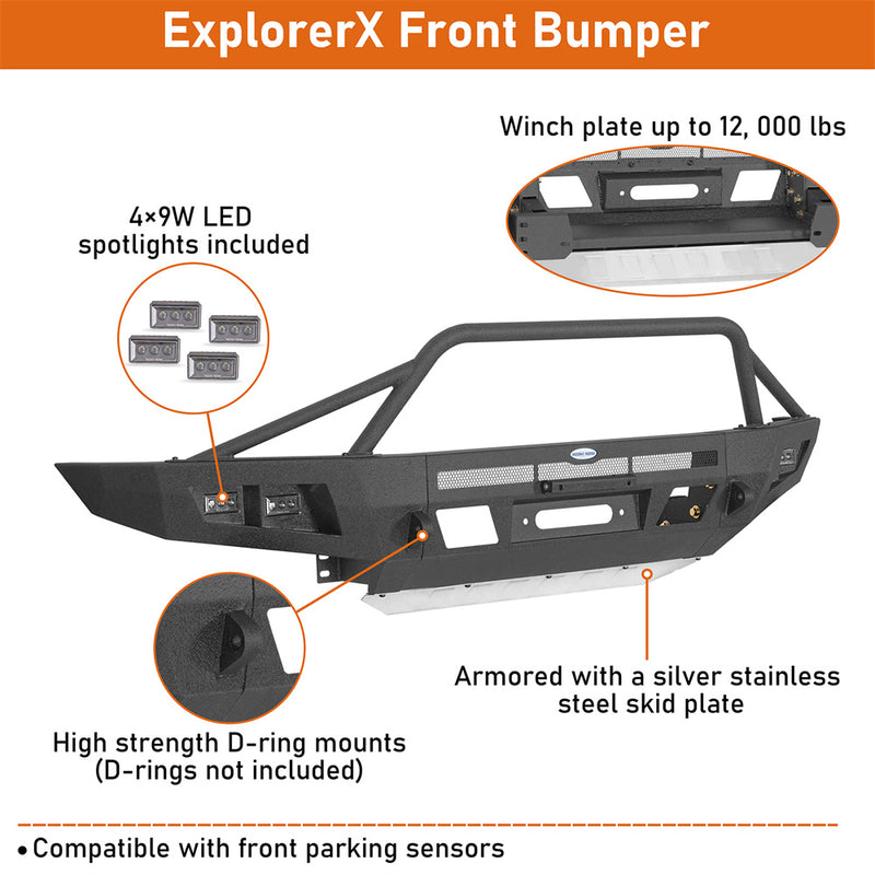 Load image into Gallery viewer, Full-width Front Bumper w/ Skid Plate 2014-2021 Toyota Tundra Hooke Road b5014s 8
