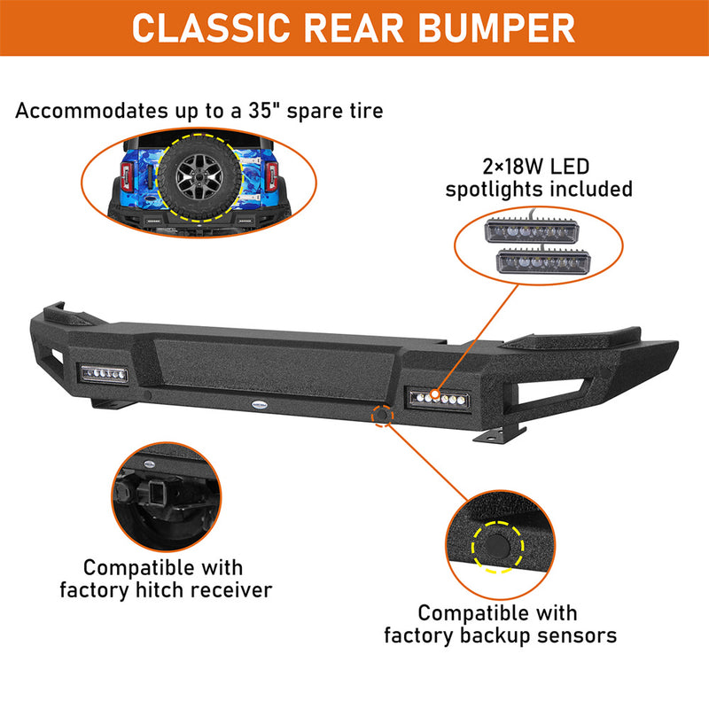 Load image into Gallery viewer, Hooke Road Off-Road Rear Bumper for Ford Bronco 2021-2026 b8947s 8
