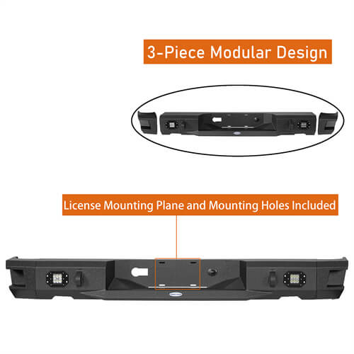 Hooke Road Offroad Aftermarket Rear Bumper w/LED Lights For 2009-2018 Dodge Ram 1500 b6025s 10