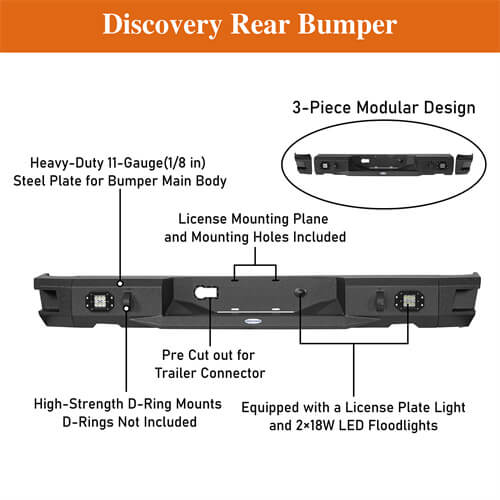 Load image into Gallery viewer, Hooke Road Offroad Aftermarket Rear Bumper w/LED Lights For 2009-2018 Dodge Ram 1500 b6025s 18
