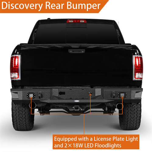 Hooke Road Offroad Aftermarket Rear Bumper w/LED Lights For 2009-2018 Dodge Ram 1500 b6025s 6