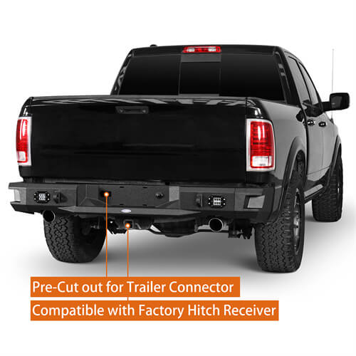 Hooke Road Offroad Aftermarket Rear Bumper w/LED Lights For 2009-2018 Dodge Ram 1500 b6025s 8