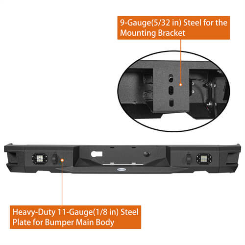 Load image into Gallery viewer, Hooke Road Offroad Aftermarket Rear Bumper w/LED Lights For 2009-2018 Dodge Ram 1500 b6025s 9
