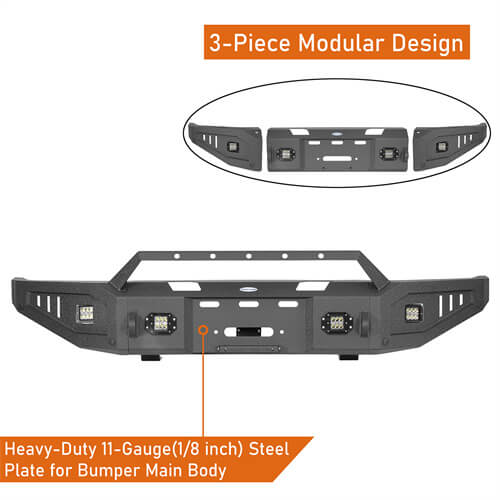 Offroad Full Width Front Bumper 4x4 Truck Parts For 2014-2021 Toyota Tundra - Hooke Road b5009 17