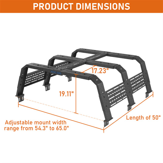 18.8" Bed Rack for Jeep Gladiator JT & Toyota Tacoma  5' & Ford Ranger b99319934 4