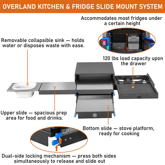 Overland Kitchen & Fridge Slide System for 15-26 Jeep & Ford Bronco Hooke Road b21362138 11
