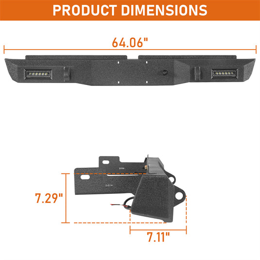 Hooke Road Overland Rear Bumper for 1995-2004 Toyota Tacoma Fleetside b4152 4