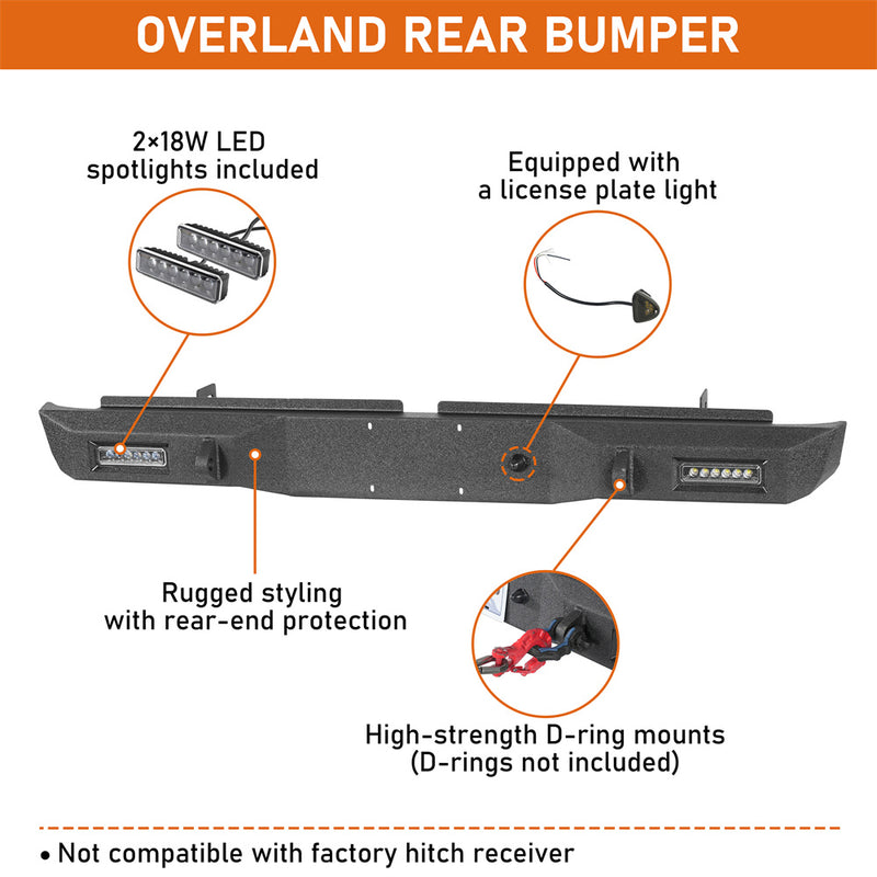 Load image into Gallery viewer, Hooke Road Overland Rear Bumper for 1995-2004 Toyota Tacoma Fleetside b4152 8

