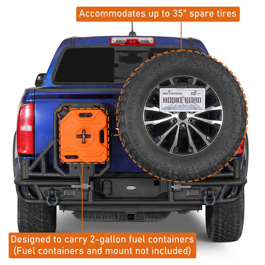Hooke Road Rear Bumper with Tire Carrier for 2015-2022 Chevy Colorado & GMC Canyon b9125s 6