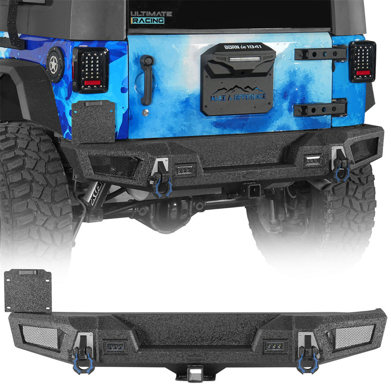 Load image into Gallery viewer, Jeep Wrangler JK Overlanding Rear Bumper with 2" Hitch Receiver Hooke Road b2139s 1
