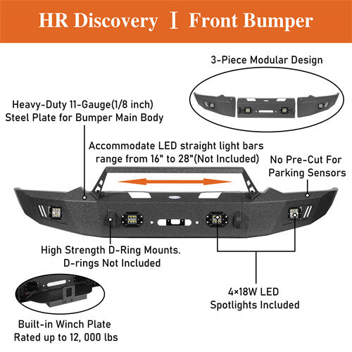 2019-2023 Ram 1500 Aftermarket Full-Width Front Bumper 4x4 Truck Parts - Hooke Road b6032 13