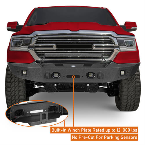 2019-2023 Ram 1500 Aftermarket Full-Width Front Bumper 4x4 Truck Parts - Hooke Road b6032 8