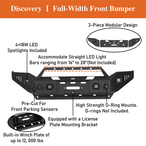 Hooke Road Aftermarket Full Width Front Bumper 4x4 Truck Parts For 2019-2023 Ram 2500 b6305 16