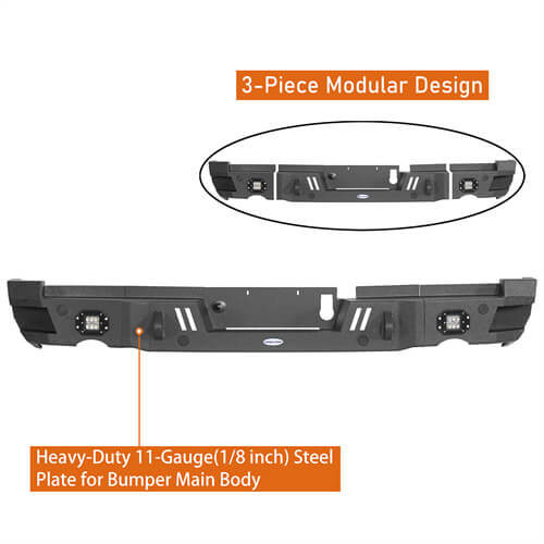 Load image into Gallery viewer, 2019-2023 Ram Offroad Aftermarket Rear Bumper w/LED Spotlights - Hooke Road b6033 14
