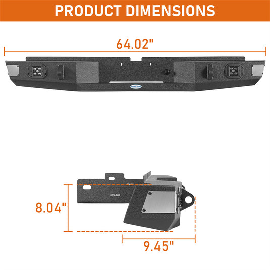 Hooke Road Steel Rear Bumper for 1995-2004 Toyota Tacoma Fleetside b4153 5
