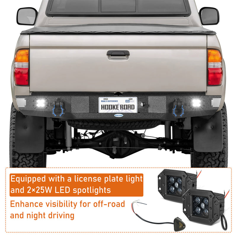 Load image into Gallery viewer, Hooke Road Steel Rear Bumper for 1995-2004 Toyota Tacoma Fleetside b4153 6
