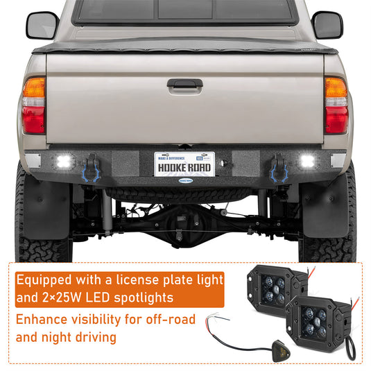 Hooke Road Steel Rear Bumper for 1995-2004 Toyota Tacoma Fleetside b4153 6